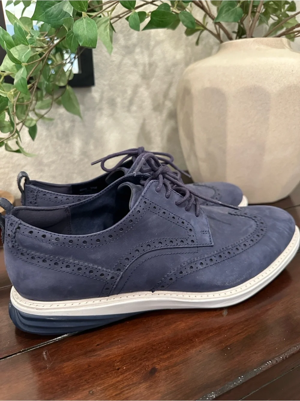 Cole Haan Navy Suede Brogue Derby Shoes NWOT